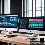 JAMstack 아키텍처에서의 정적 사이트 생성기 비교 - A modern workspace scene illustrating a developer comparing static site generators for JAMstack: mul...