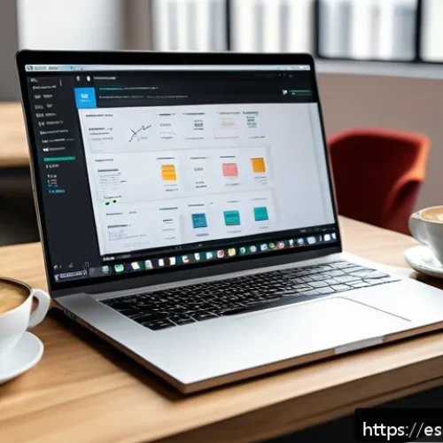 JAMstack으로 고성능 웹사이트 구축하기 - A modern web developer workspace showcasing a laptop displaying a JAMstack architecture diagram with...